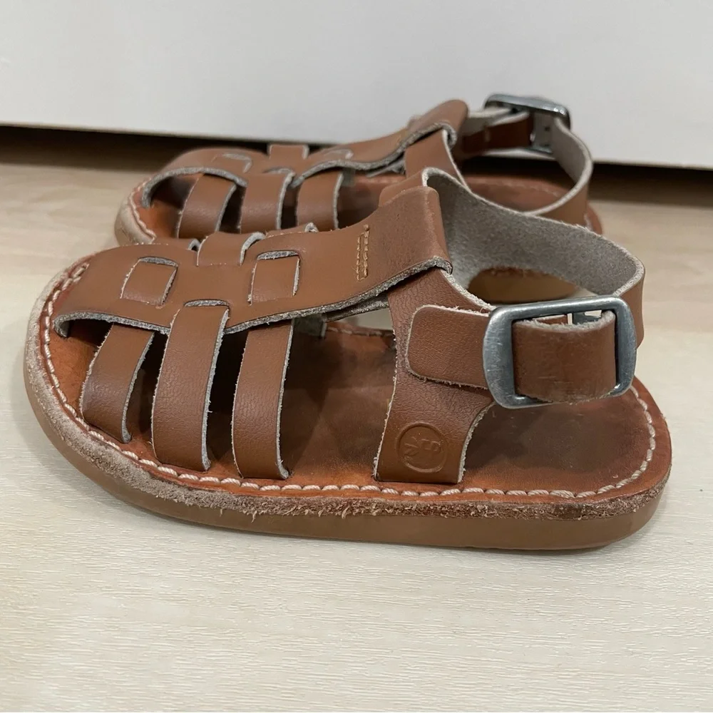 Freshly Picked Brown Leather Kids Sandals